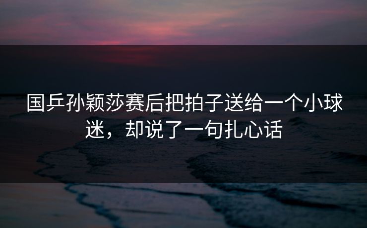 国乒孙颖莎赛后把拍子送给一个小球迷，却说了一句扎心话
