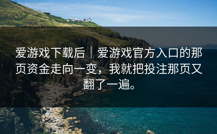 爱游戏下载后｜爱游戏官方入口的那页资金走向一变，我就把投注那页又翻了一遍。